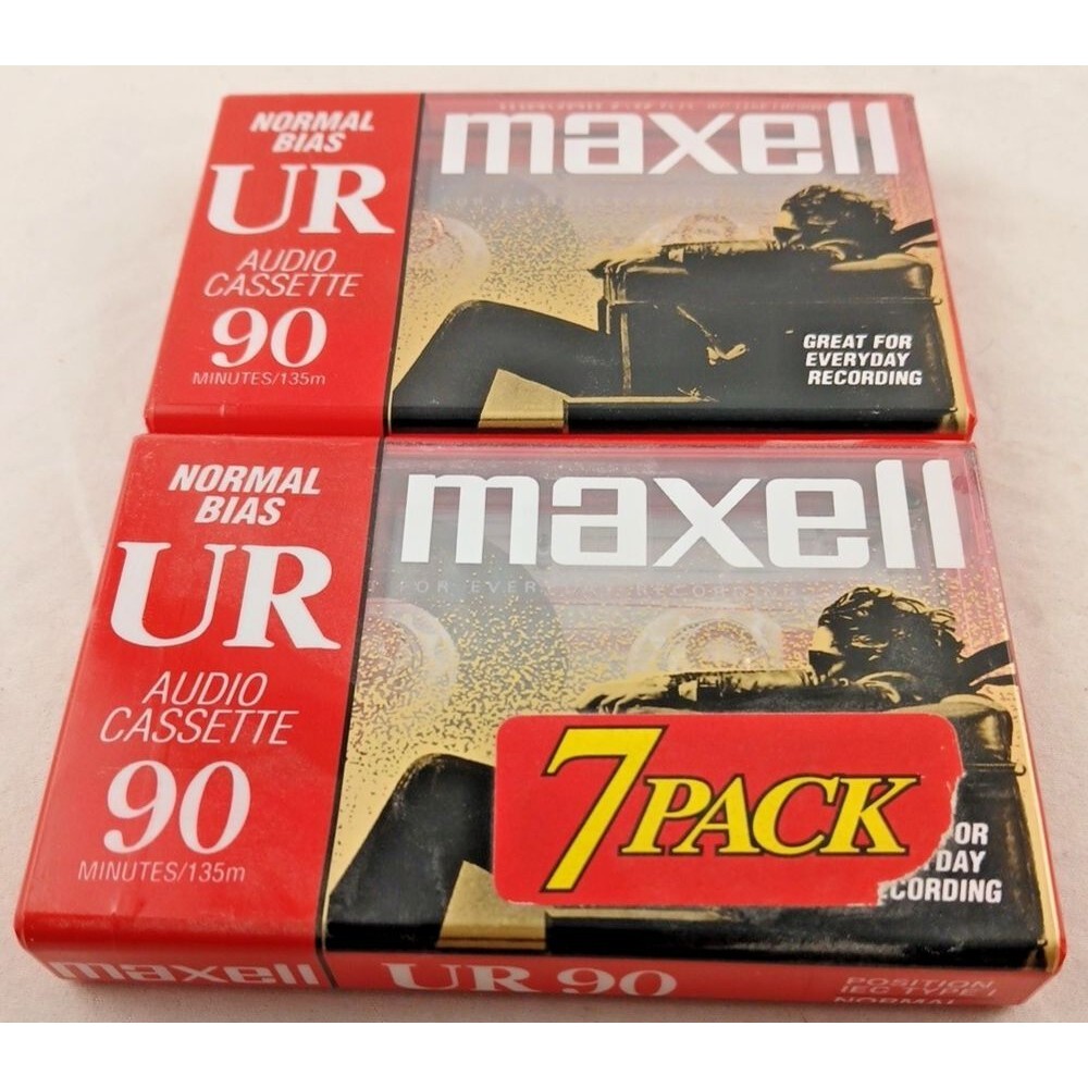 Lot of 2 Maxell UR90 Normal Bias 90 Min Blank Audio Cassette Tapes NEW SEALED
